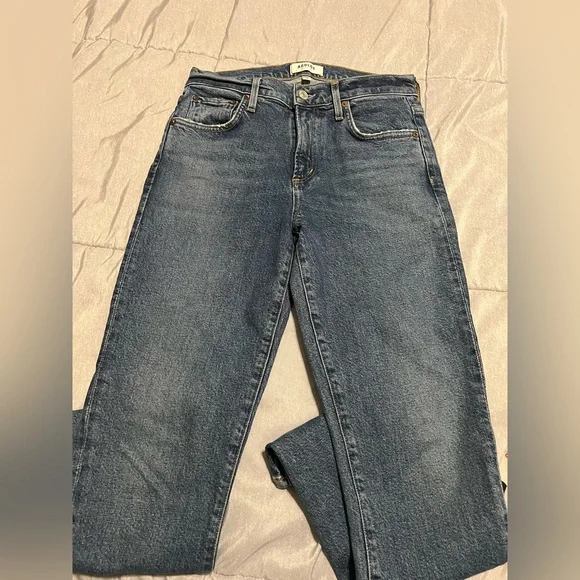 Agolde Dark Blue Straight Leg Women's Jeans - Picture 3 of 6